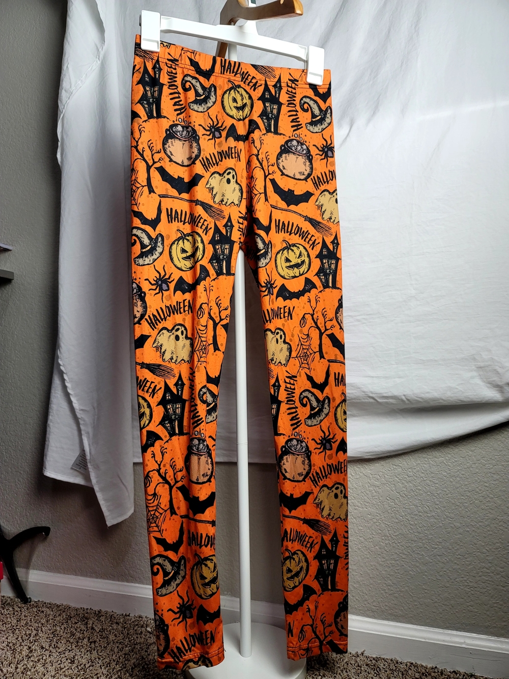 Halloween Print Leggings - Orange
